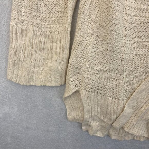 Talbots Open Front LINEN Blend Cardigan Sweater XL Ivory Beige Beach Bonfire - Picture 7 of 13